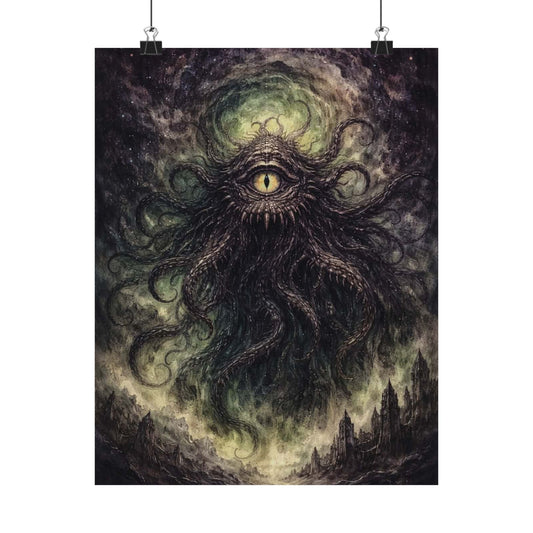 Cosmic Eye Horror Poster — Matte Vertical Lovecraft Tentacle Wall Art