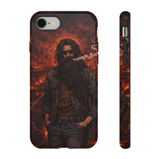 Rugged Beardman Phone Case — Smoky Lava Biker Design