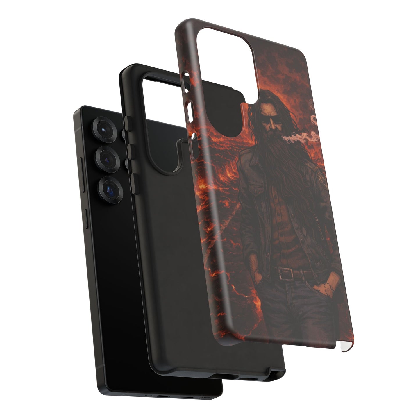 Rugged Beardman Phone Case — Smoky Lava Biker Design