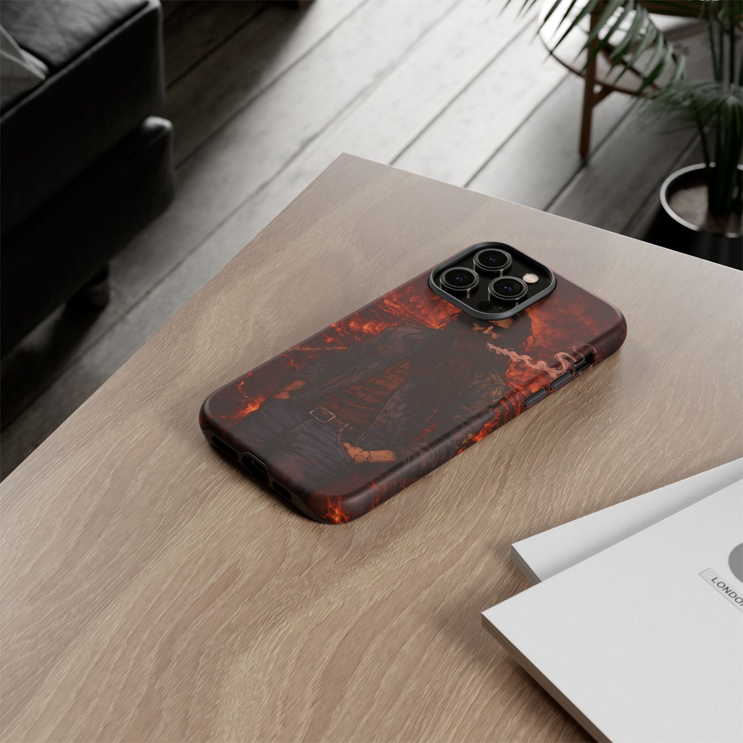 Rugged Beardman Phone Case — Smoky Lava Biker Design