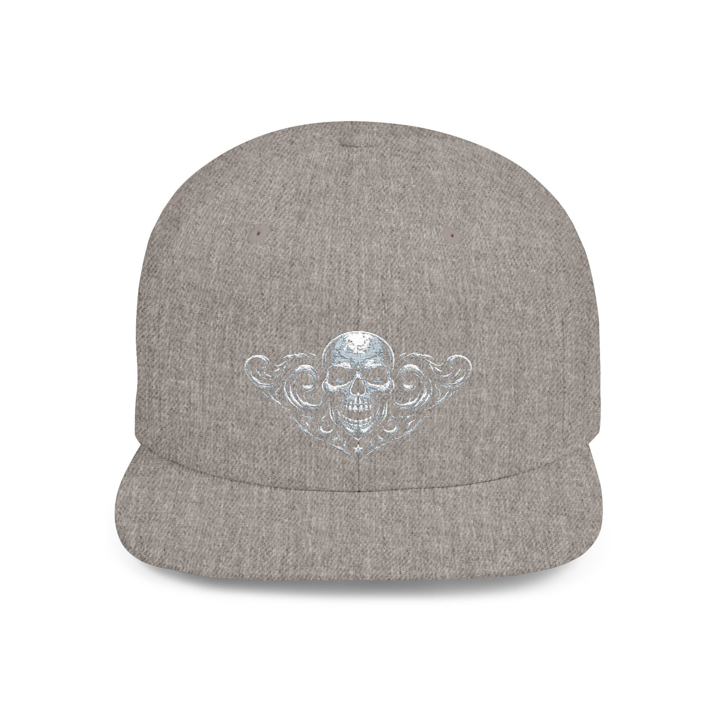 Diamond Skull Flat Bill Snapback Hat — Bling Skull Embroidered Cap