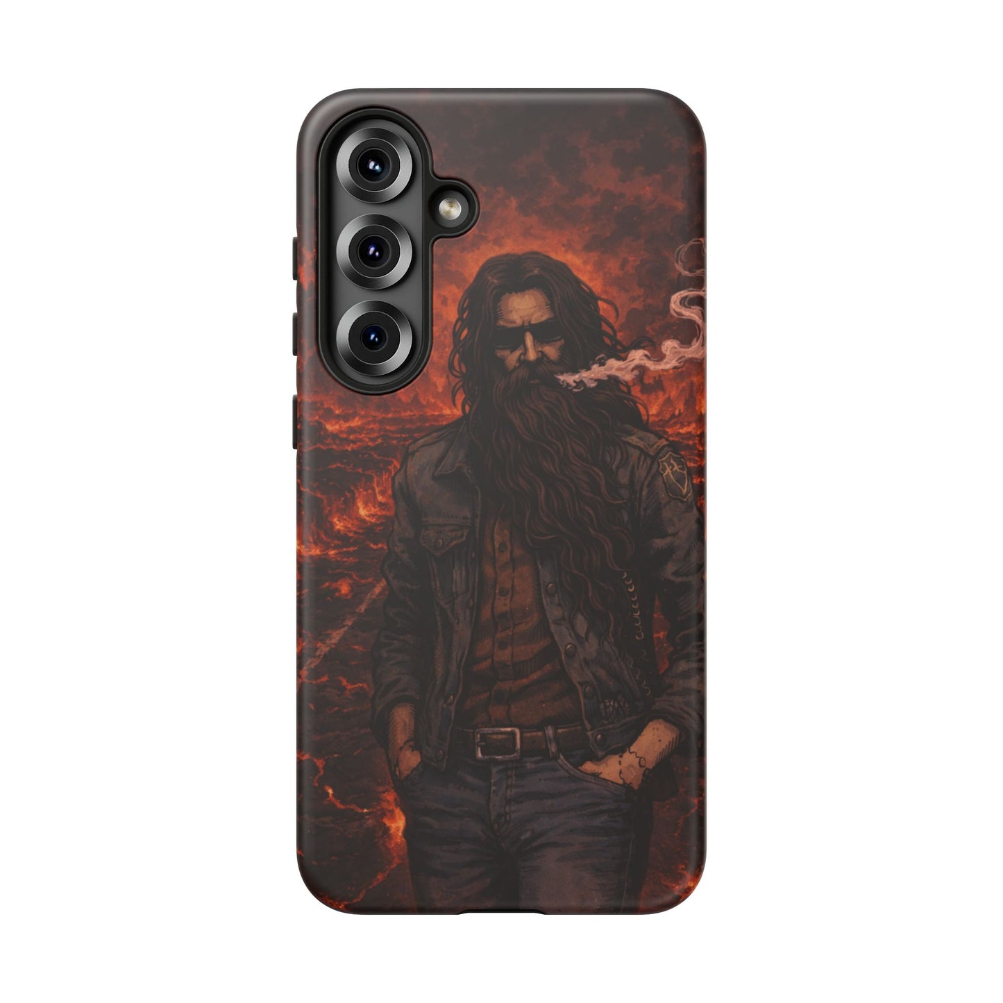 Rugged Beardman Phone Case — Smoky Lava Biker Design