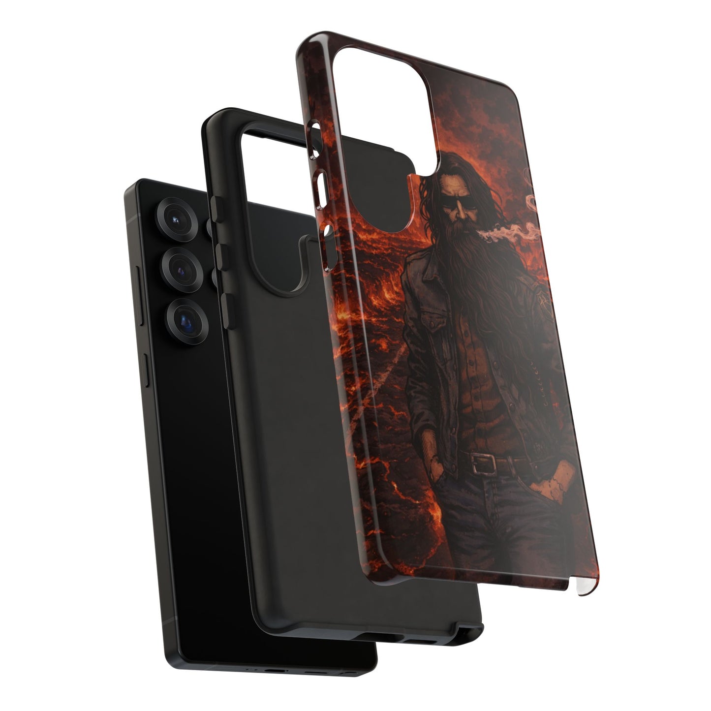 Rugged Beardman Phone Case — Smoky Lava Biker Design