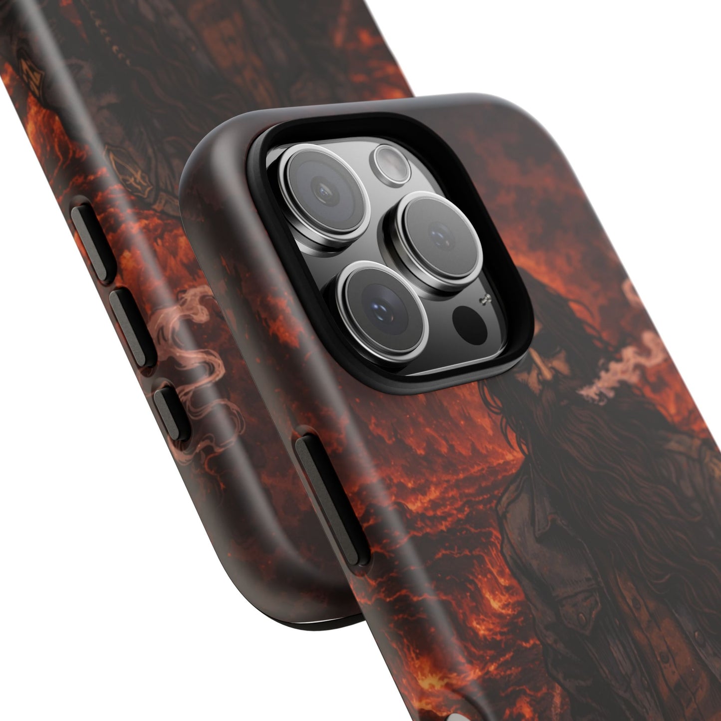 Rugged Beardman Phone Case — Smoky Lava Biker Design