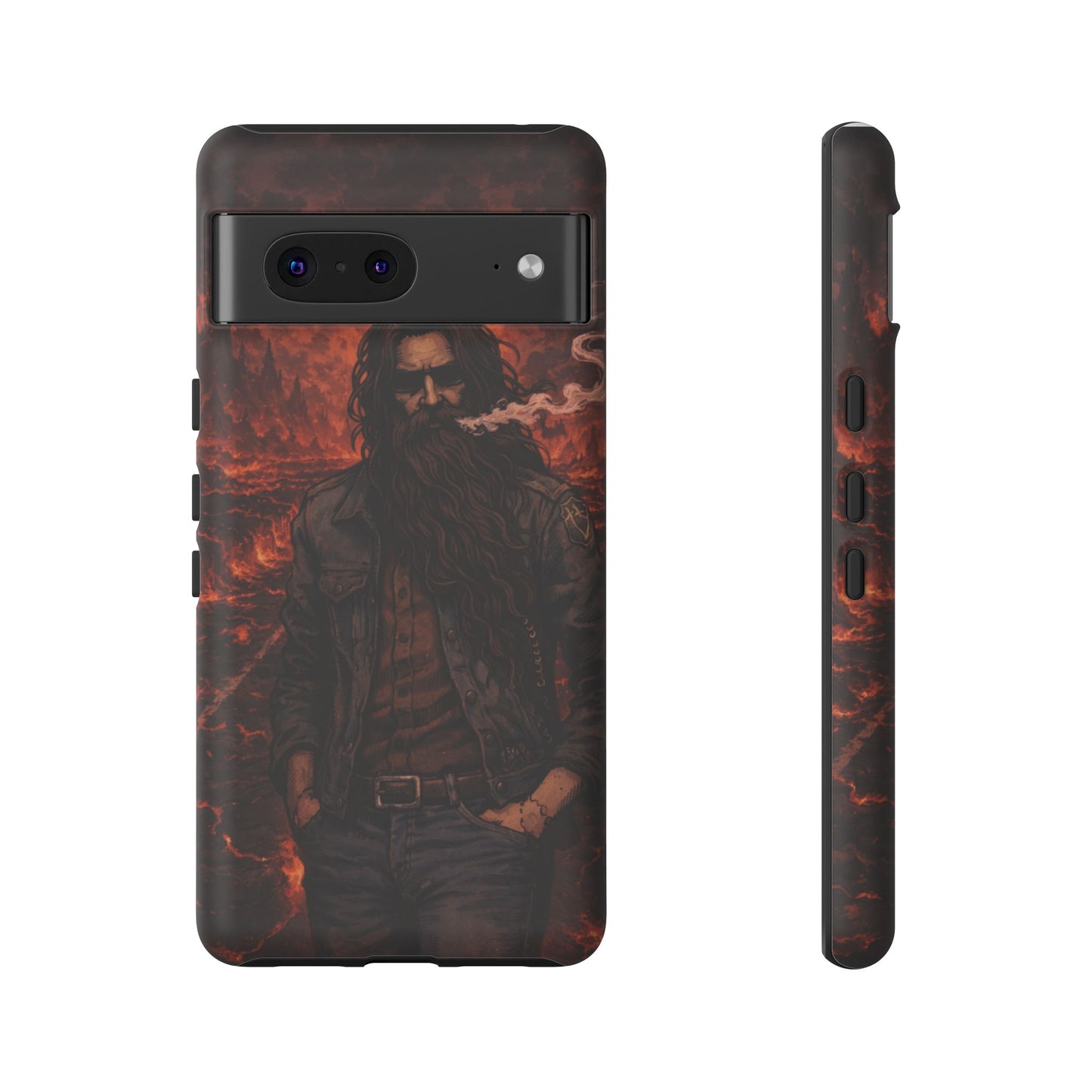 Rugged Beardman Phone Case — Smoky Lava Biker Design