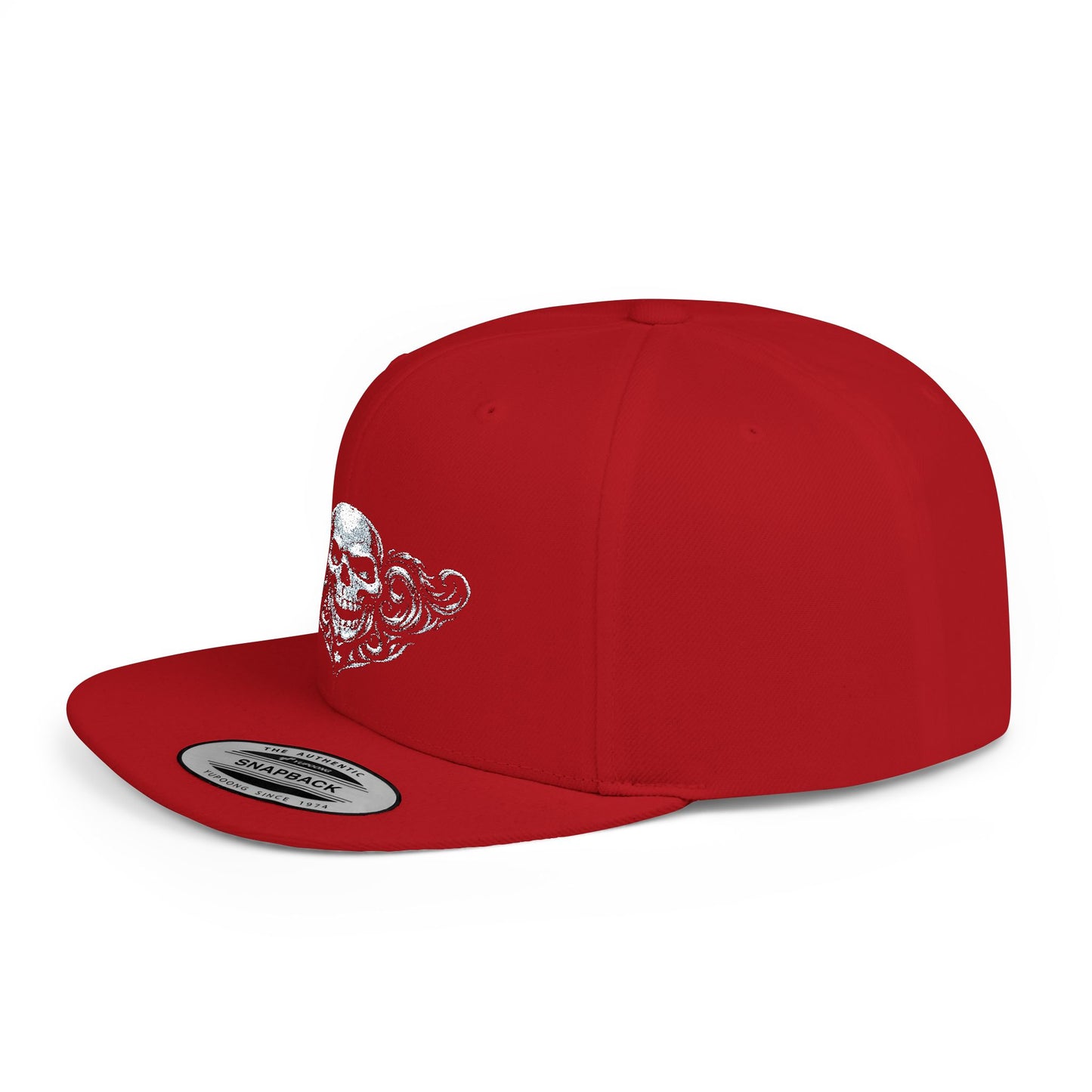 Diamond Skull Flat Bill Snapback Hat — Bling Skull Embroidered Cap