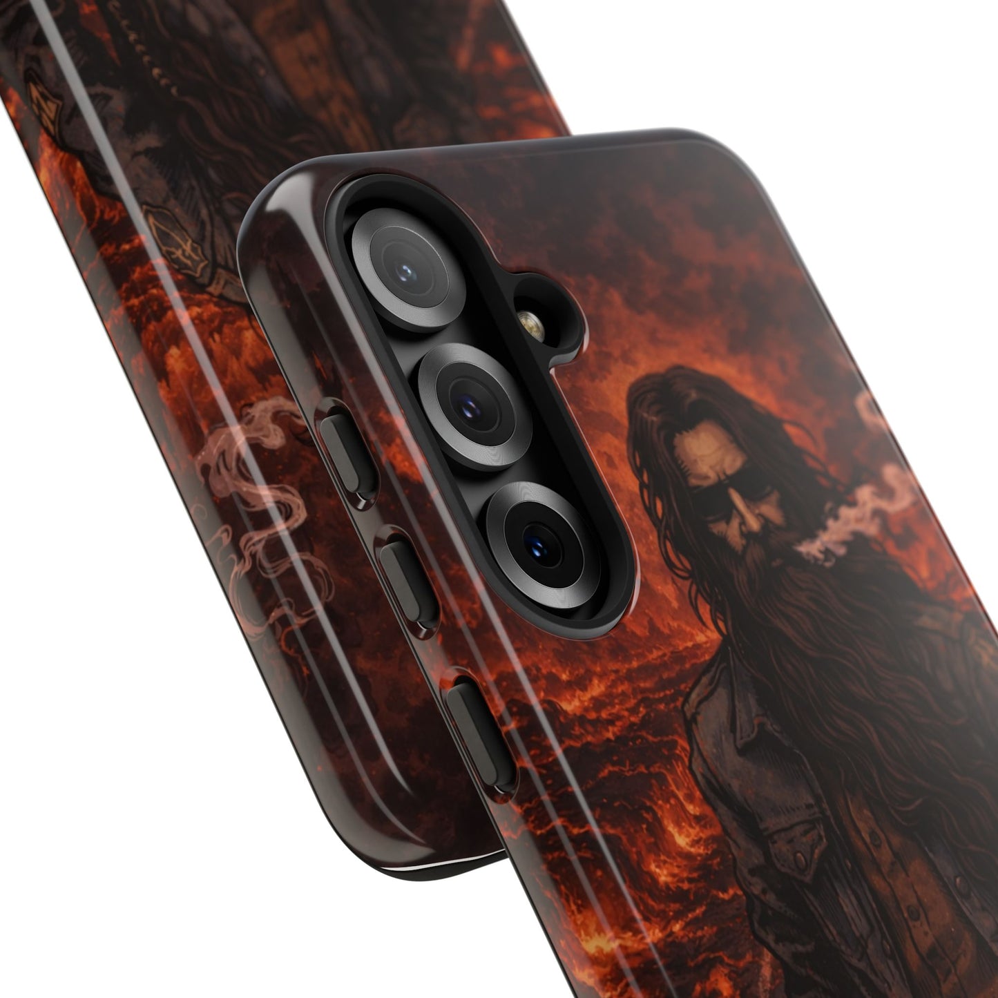 Rugged Beardman Phone Case — Smoky Lava Biker Design