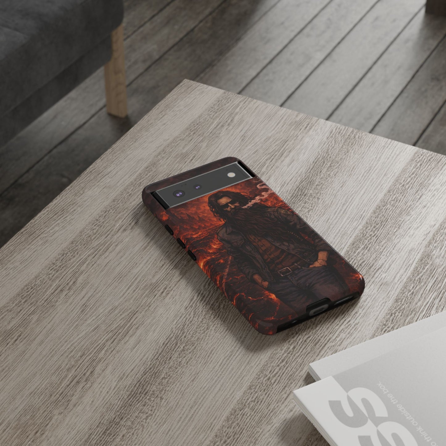 Rugged Beardman Phone Case — Smoky Lava Biker Design