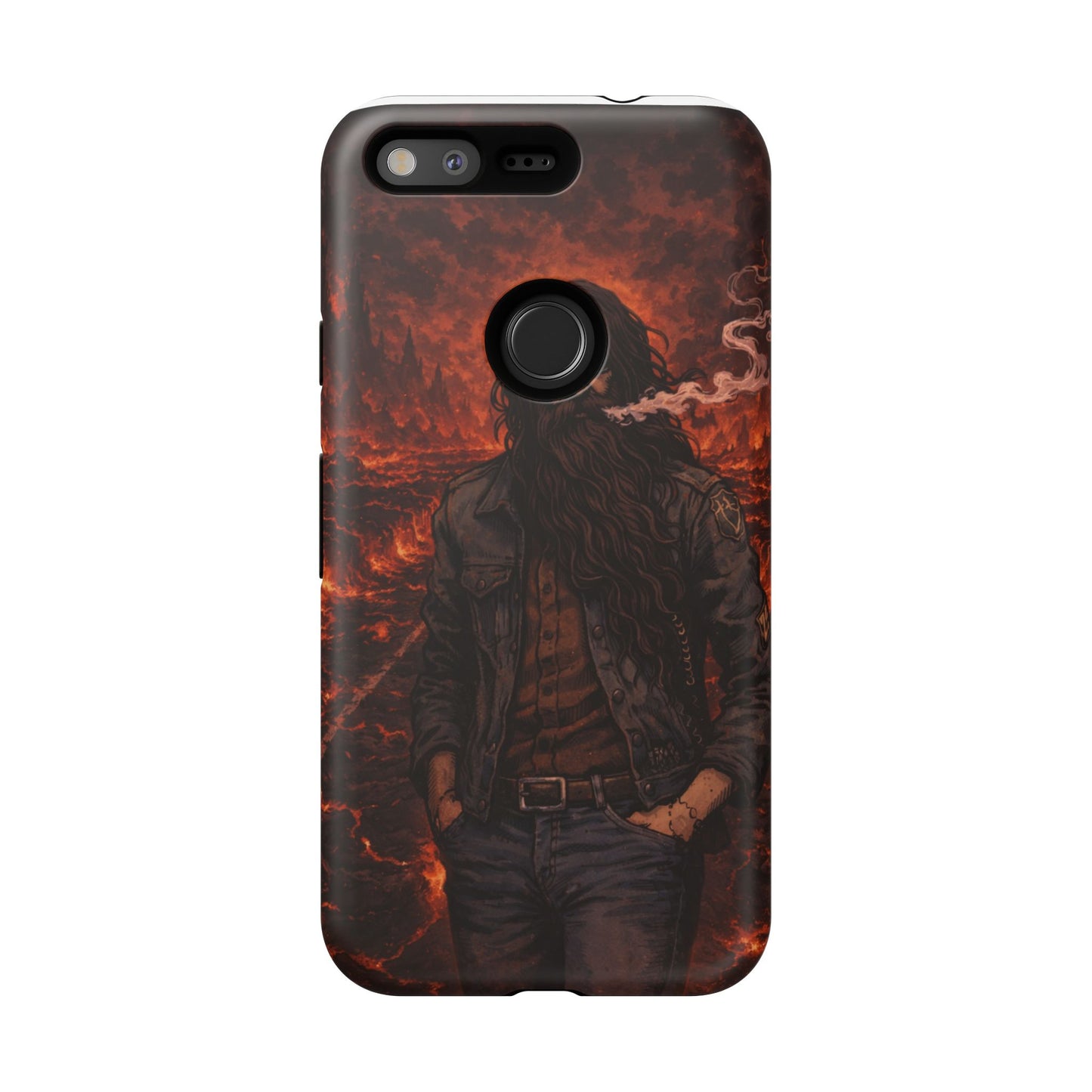 Rugged Beardman Phone Case — Smoky Lava Biker Design