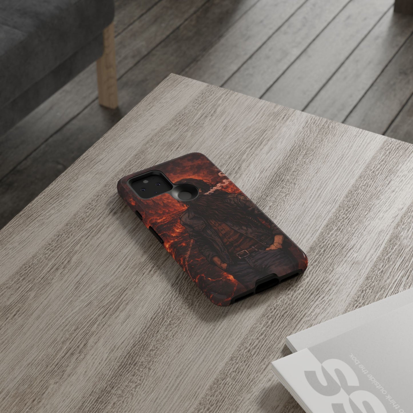 Rugged Beardman Phone Case — Smoky Lava Biker Design