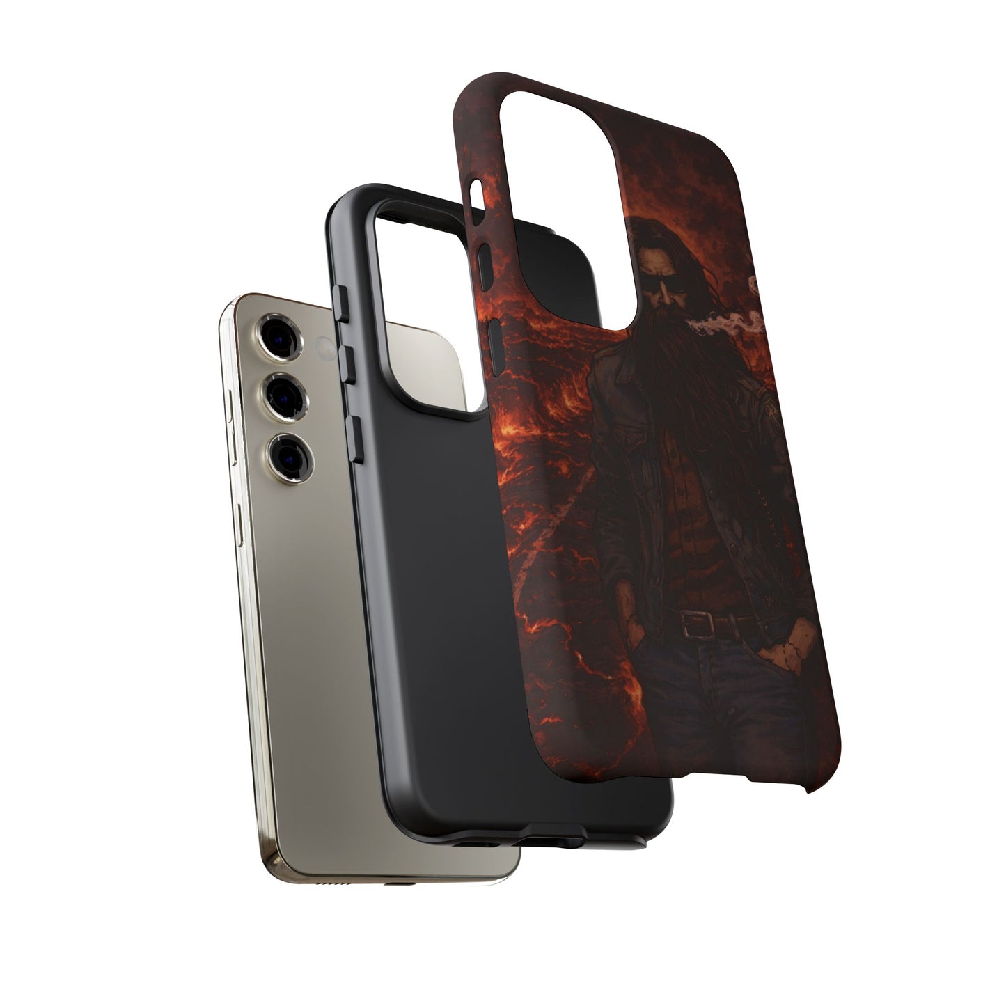 Rugged Beardman Phone Case — Smoky Lava Biker Design