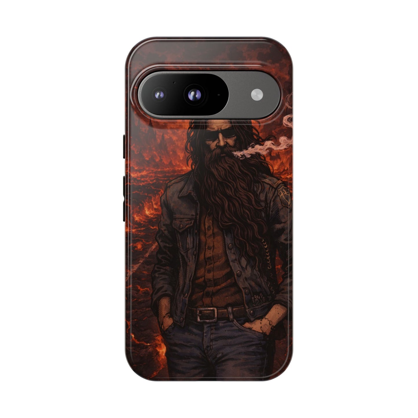 Rugged Beardman Phone Case — Smoky Lava Biker Design