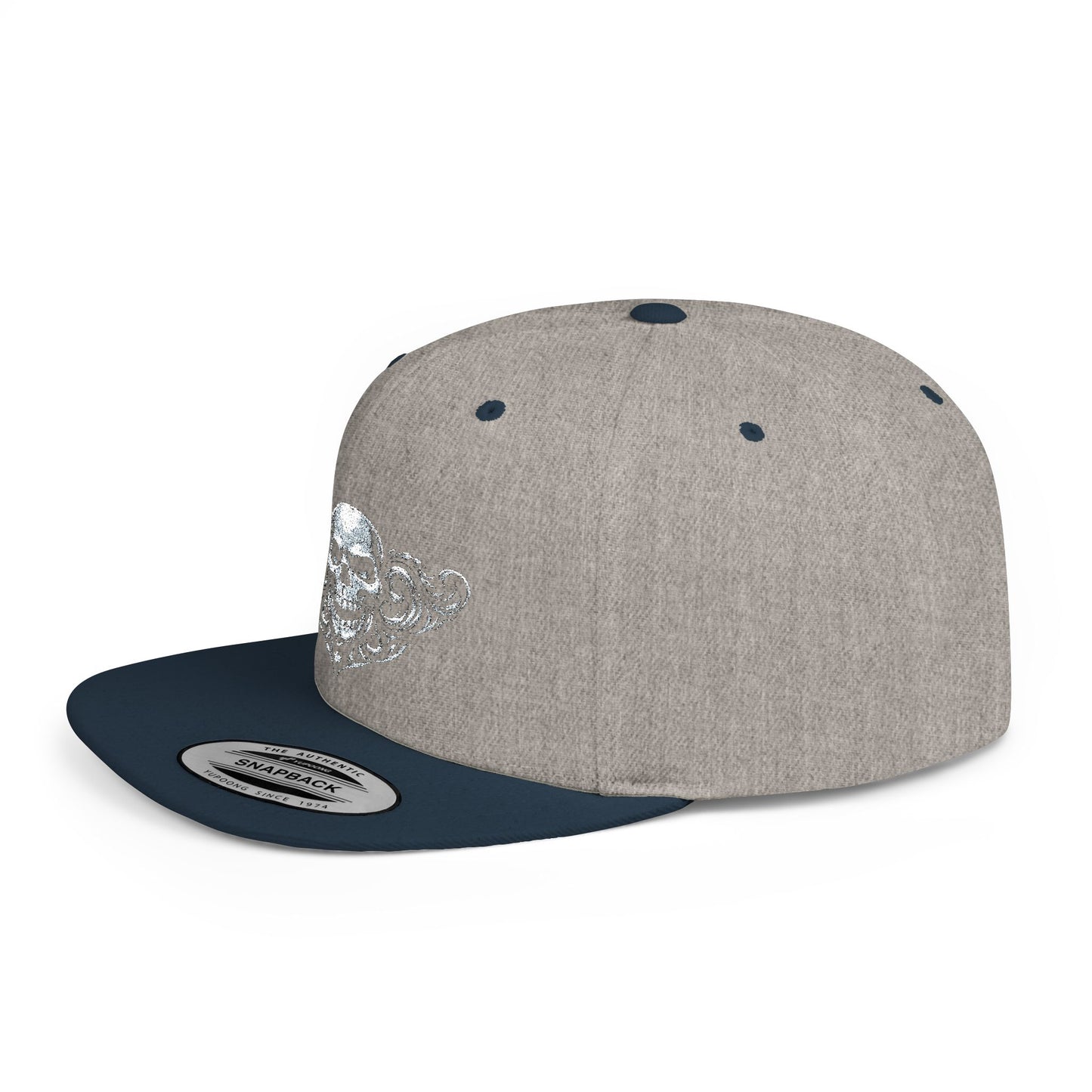 Diamond Skull Flat Bill Snapback Hat — Bling Skull Embroidered Cap
