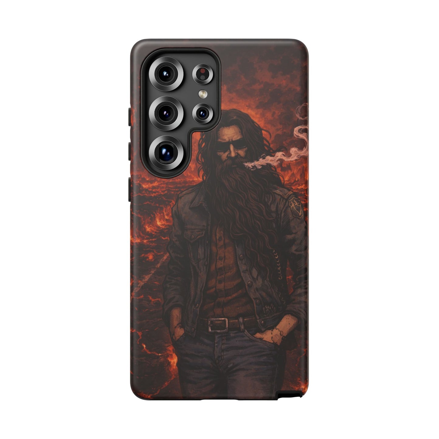 Rugged Beardman Phone Case — Smoky Lava Biker Design
