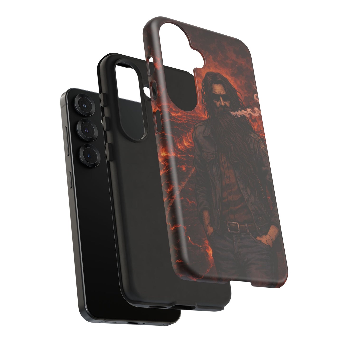 Rugged Beardman Phone Case — Smoky Lava Biker Design