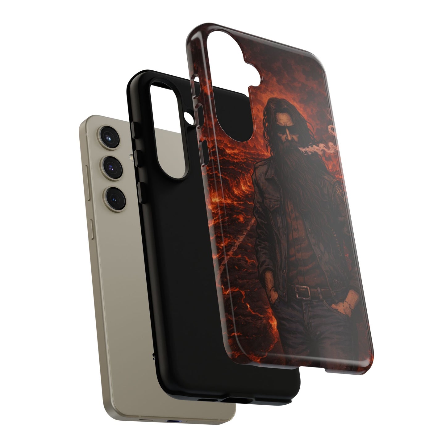 Rugged Beardman Phone Case — Smoky Lava Biker Design