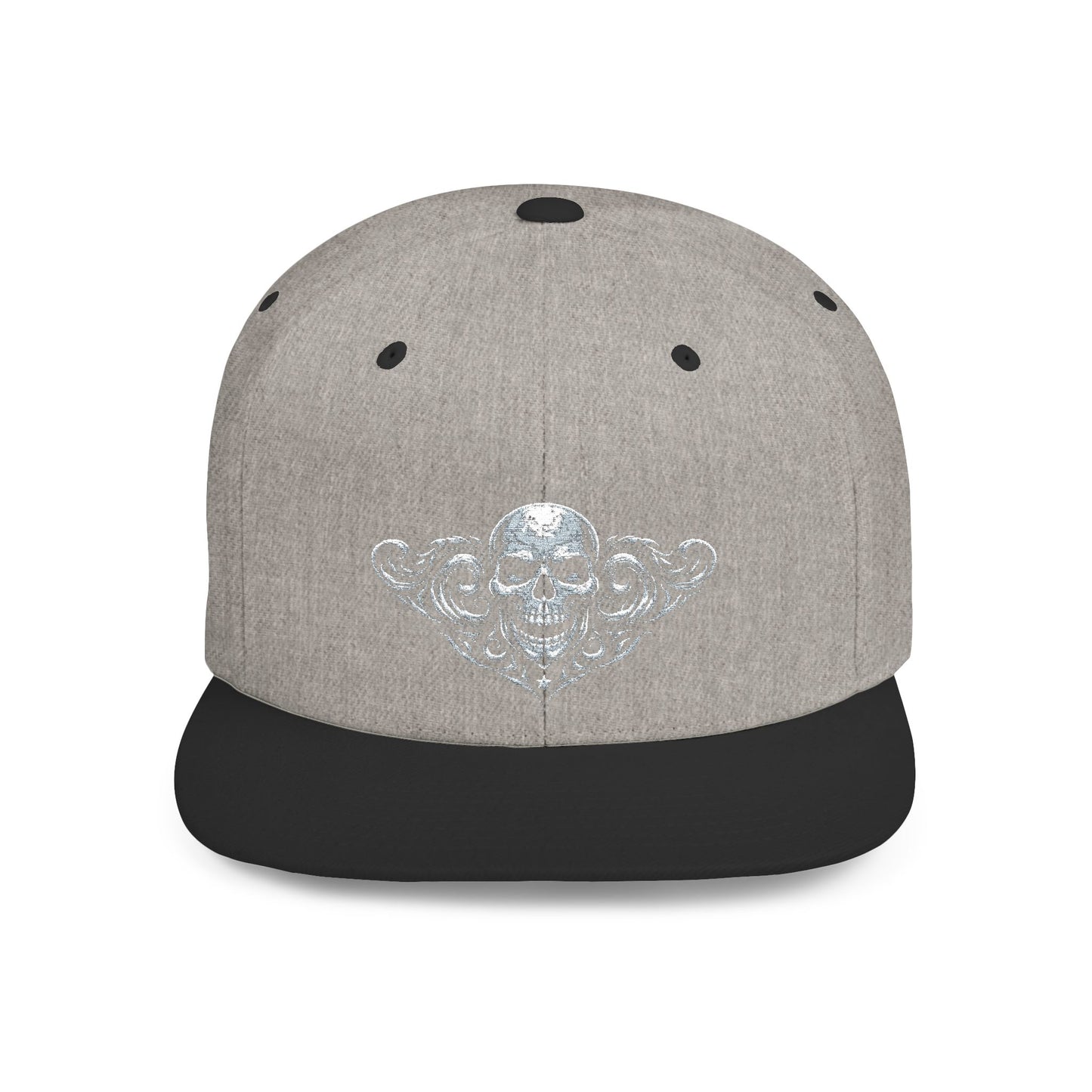 Diamond Skull Flat Bill Snapback Hat — Bling Skull Embroidered Cap