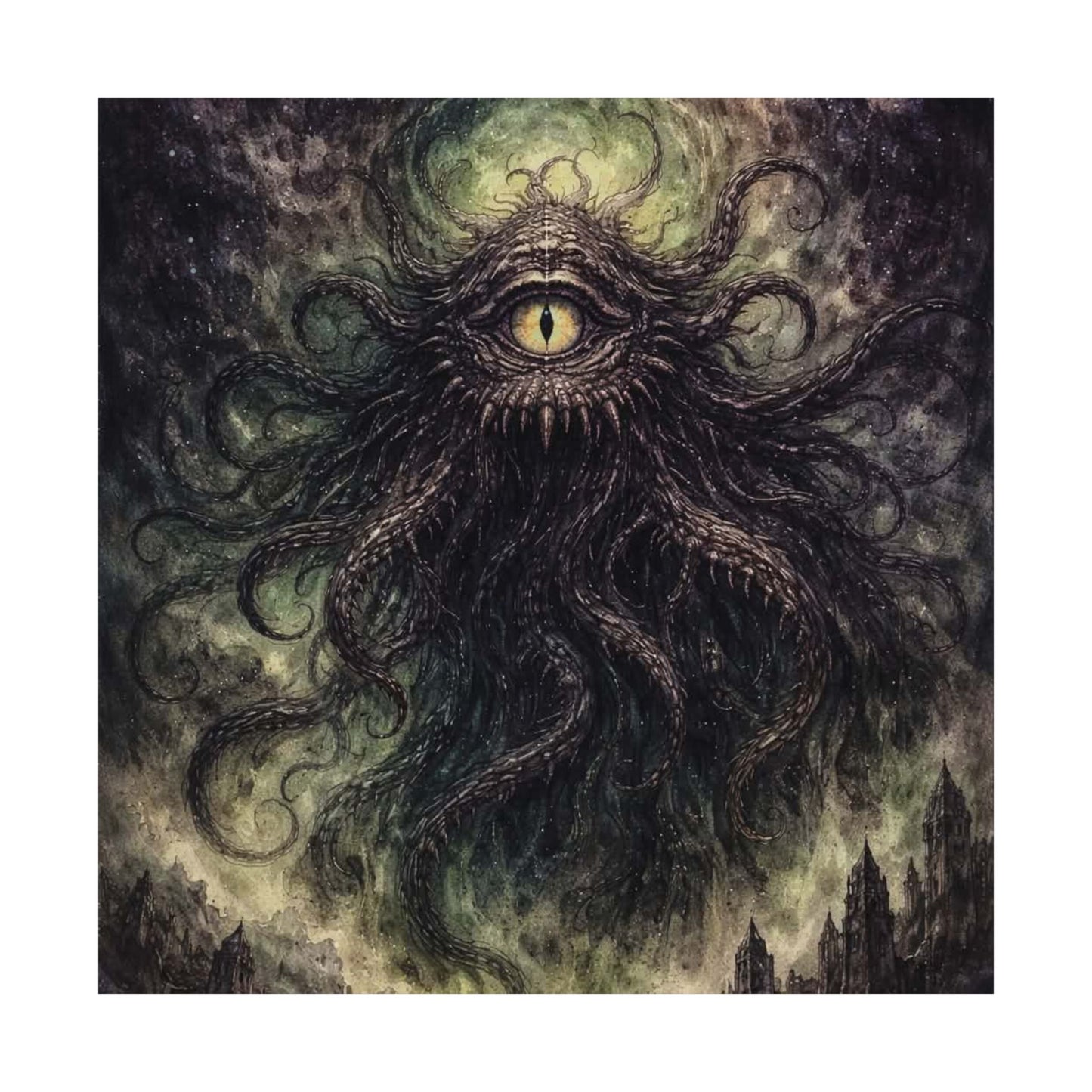 Cosmic Eye Horror Poster — Matte Vertical Lovecraft Tentacle Wall Art