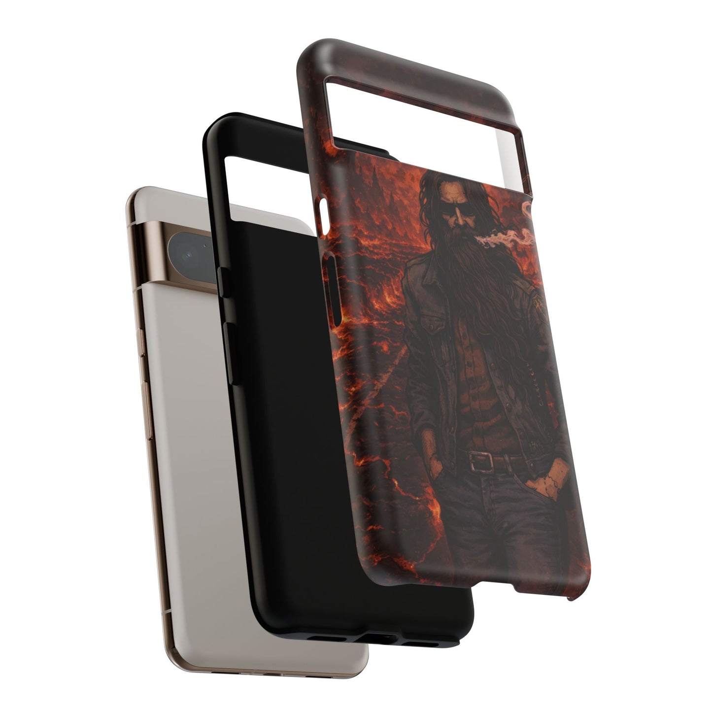 Rugged Beardman Phone Case — Smoky Lava Biker Design