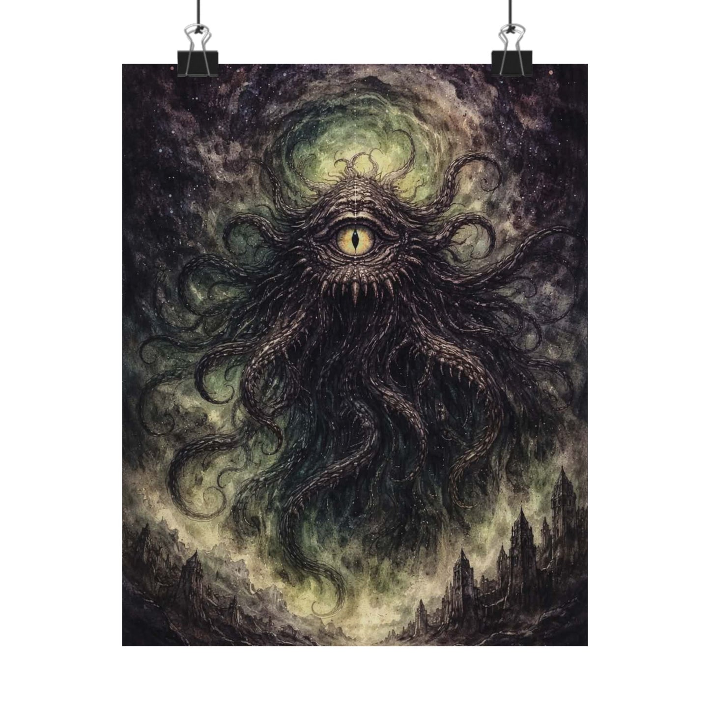 Cosmic Eye Horror Poster — Matte Vertical Lovecraft Tentacle Wall Art