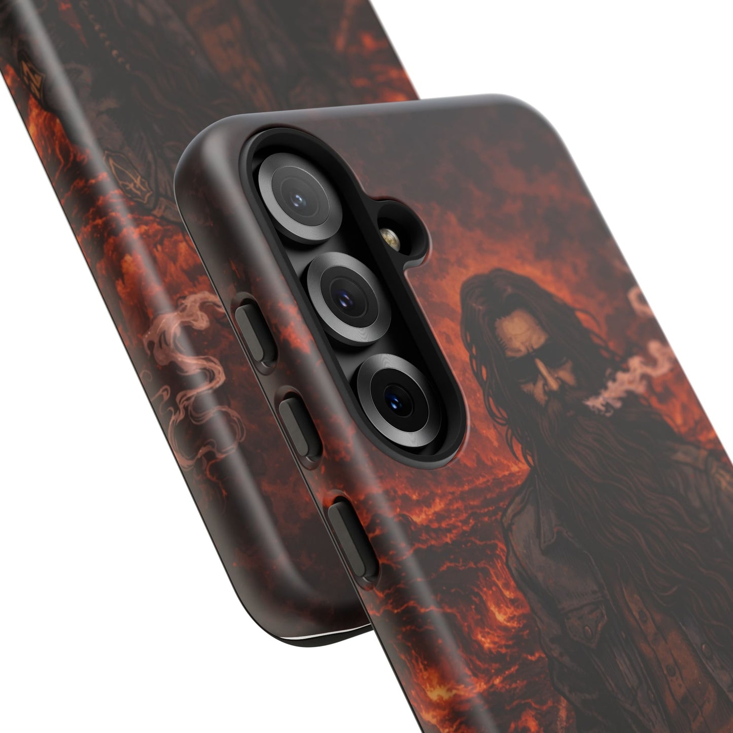 Rugged Beardman Phone Case — Smoky Lava Biker Design