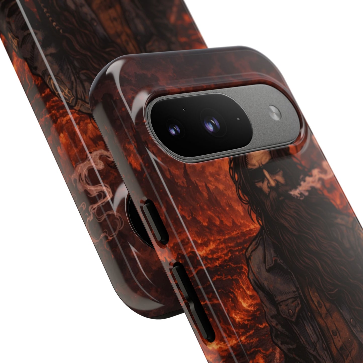Rugged Beardman Phone Case — Smoky Lava Biker Design