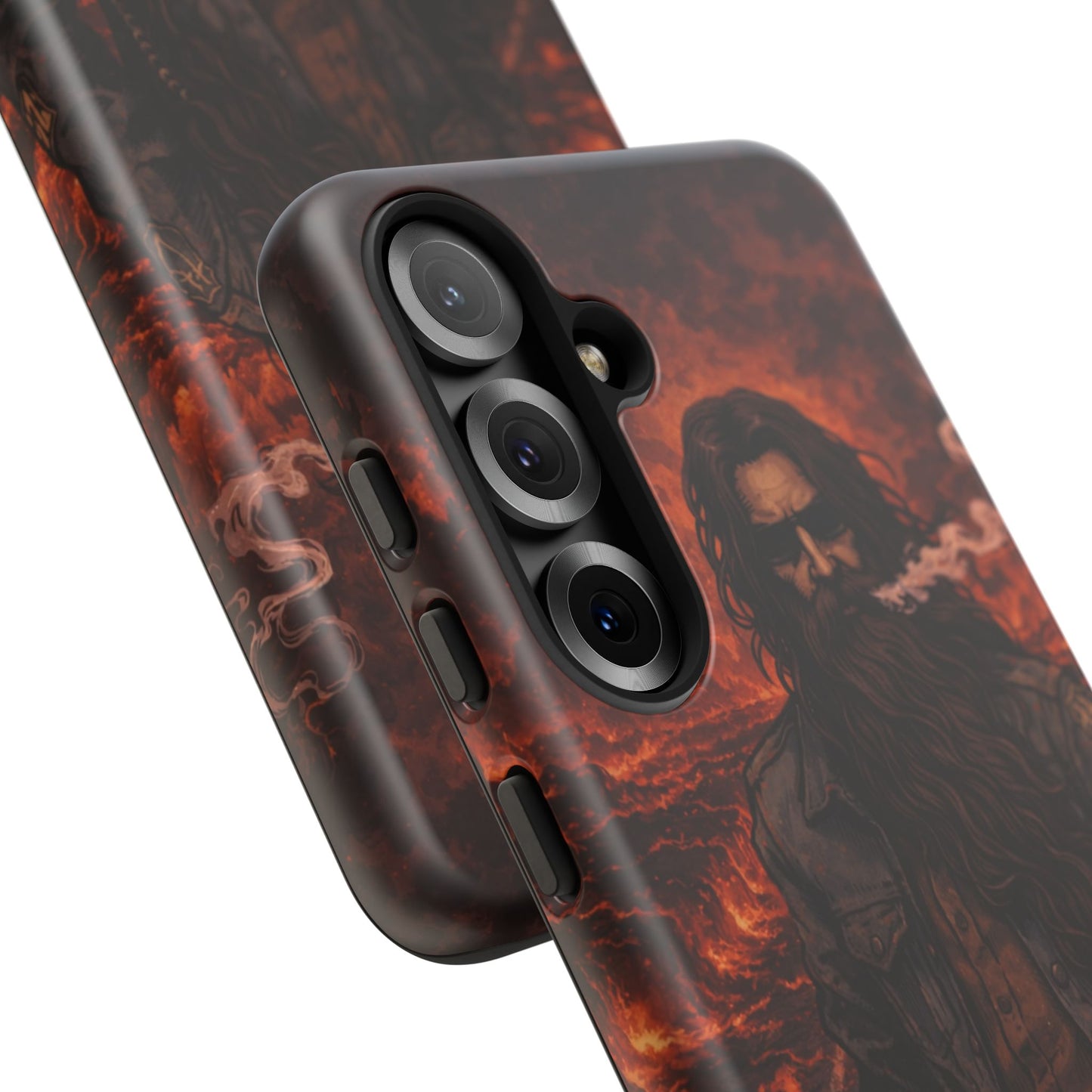 Rugged Beardman Phone Case — Smoky Lava Biker Design