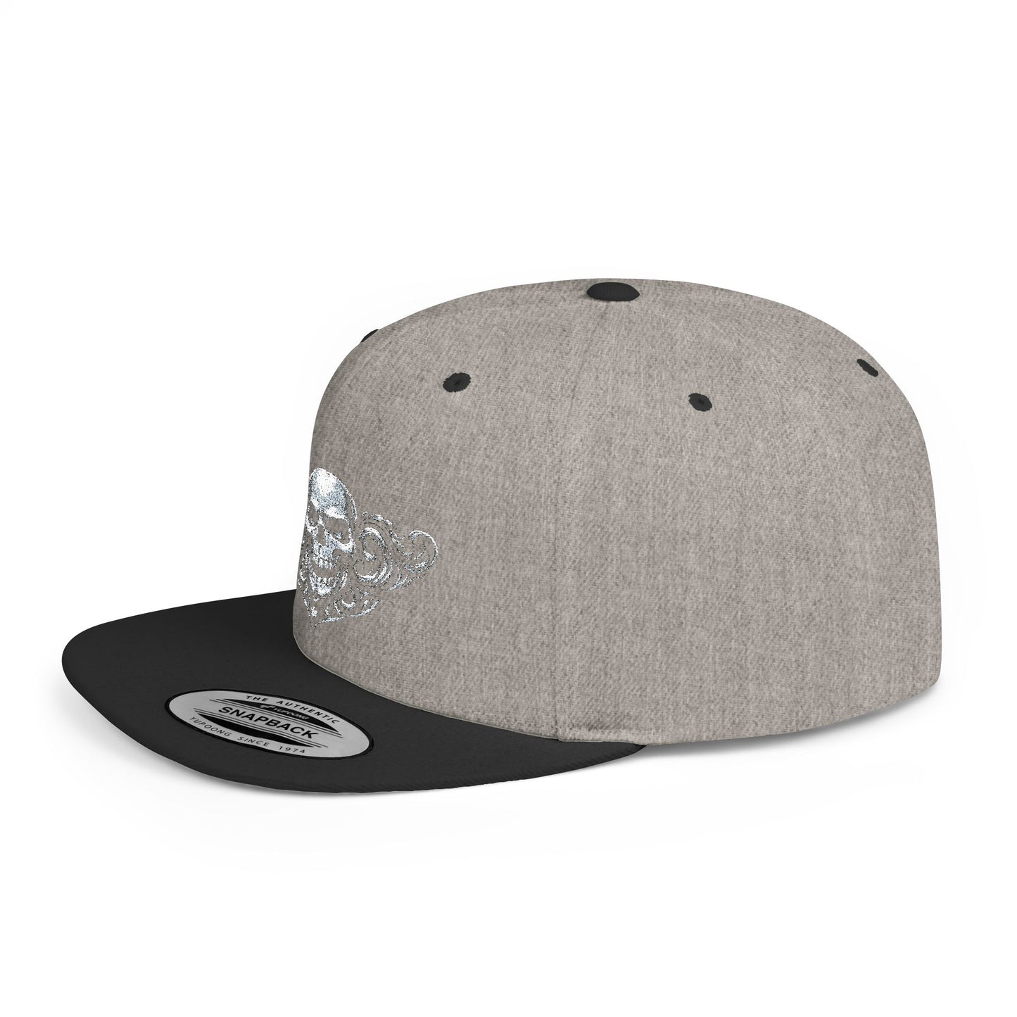 Diamond Skull Flat Bill Snapback Hat — Bling Skull Embroidered Cap
