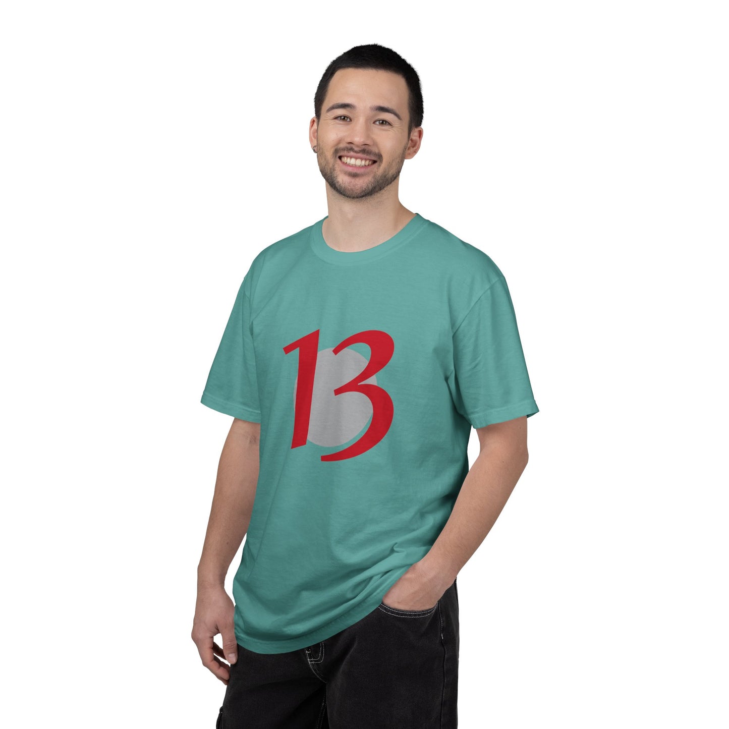 Lucky 13 Graphic T-Shirt — Bold Red Number 13 Tee