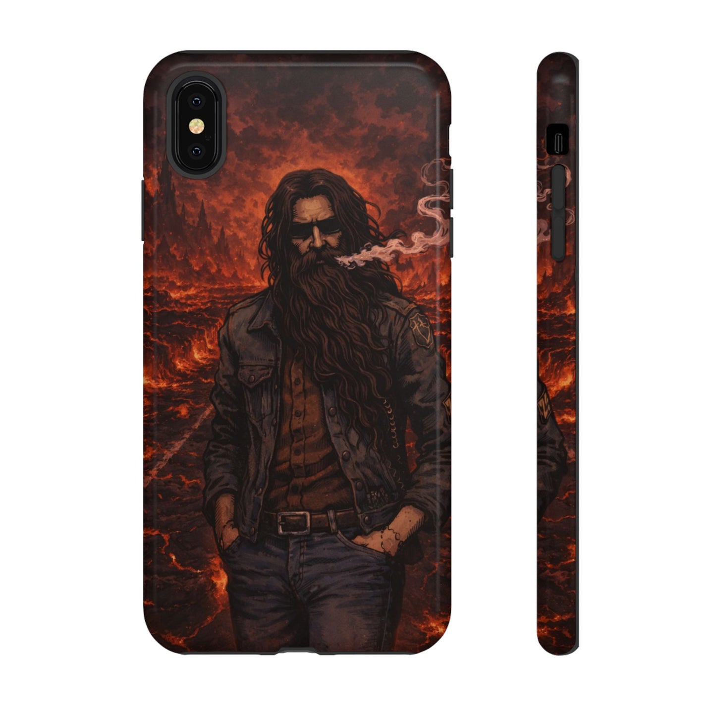 Rugged Beardman Phone Case — Smoky Lava Biker Design