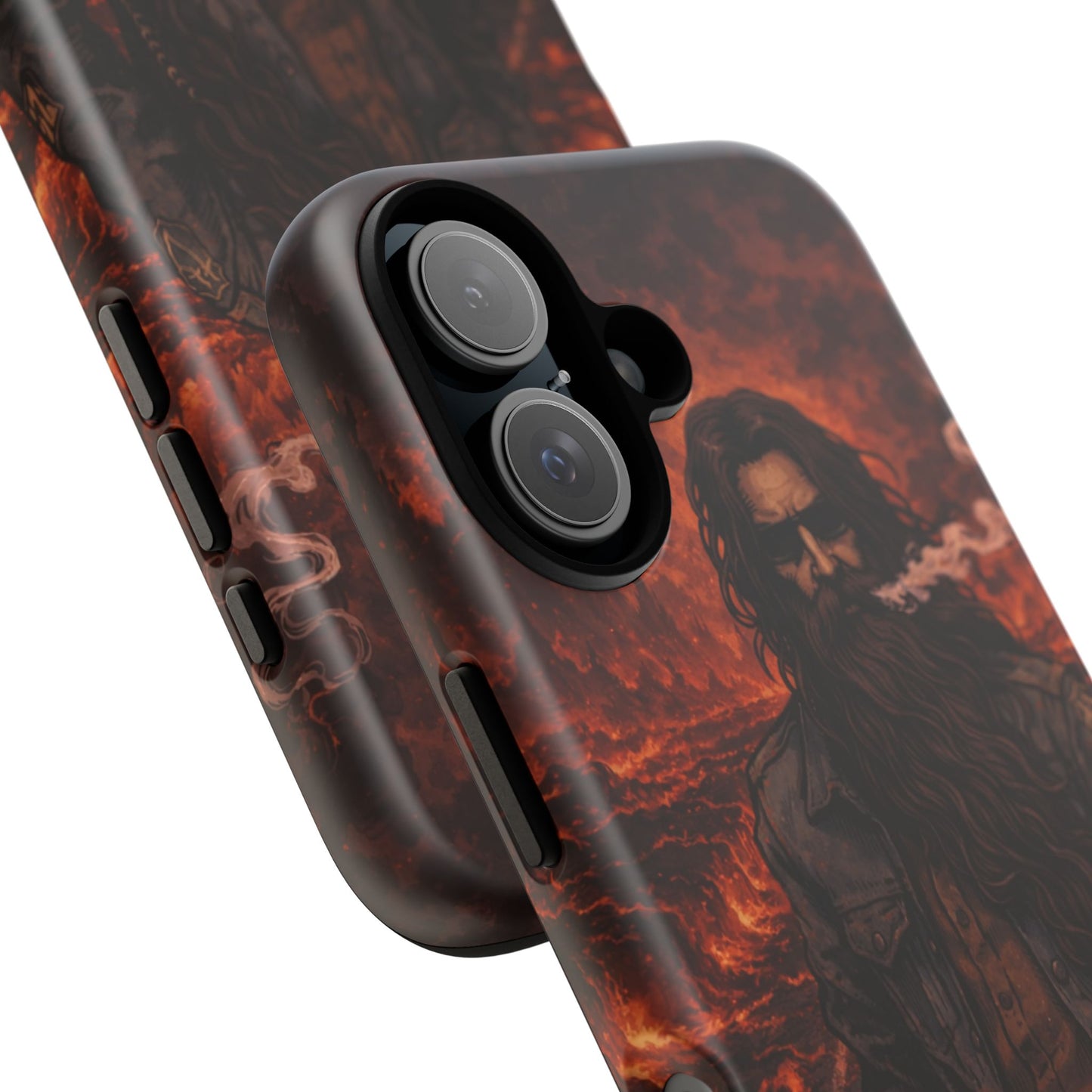Rugged Beardman Phone Case — Smoky Lava Biker Design