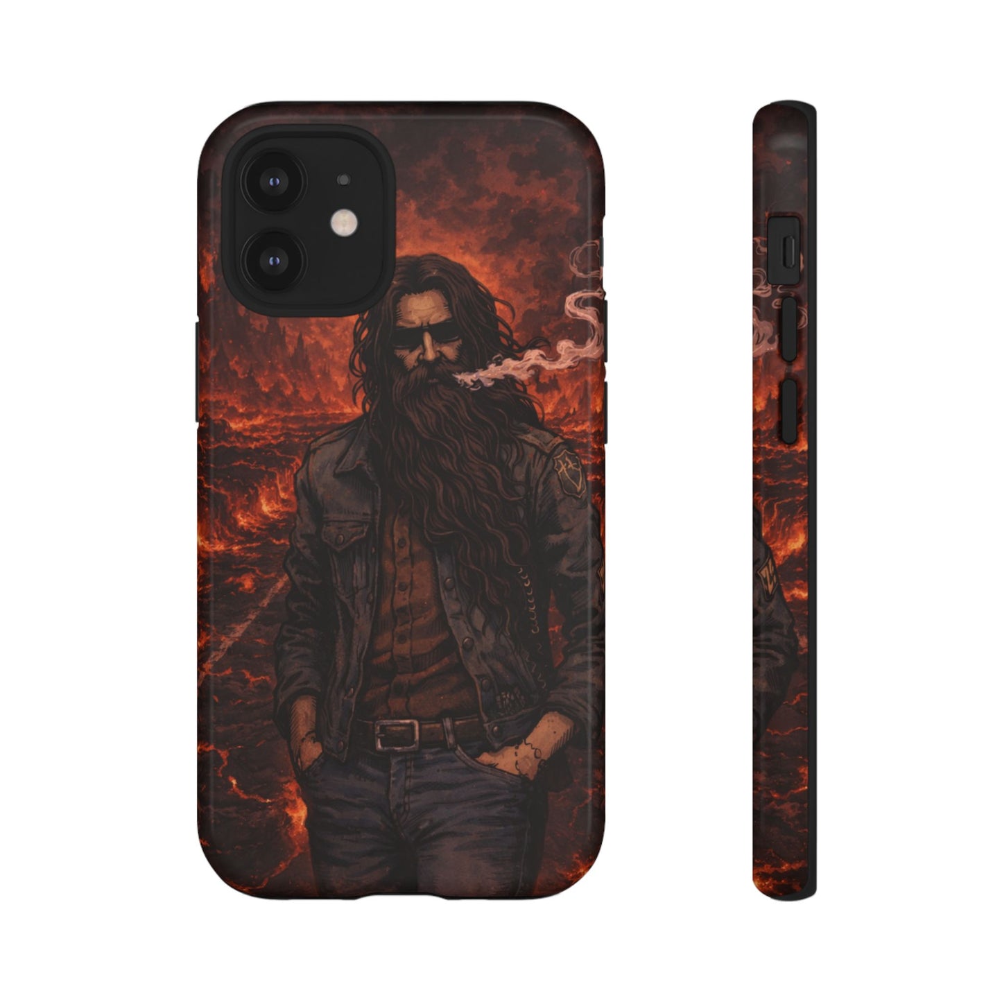 Rugged Beardman Phone Case — Smoky Lava Biker Design