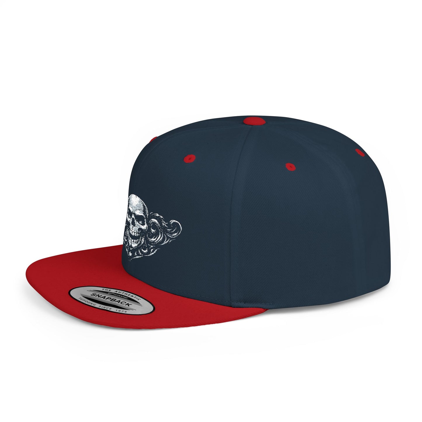 Diamond Skull Flat Bill Snapback Hat — Bling Skull Embroidered Cap