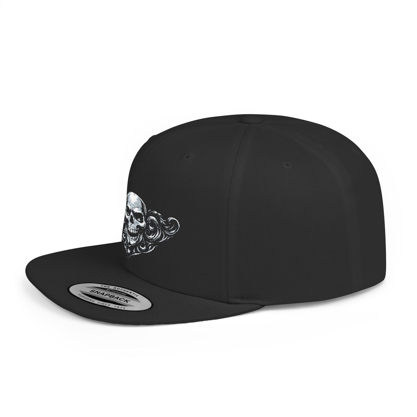 Diamond Skull Flat Bill Snapback Hat — Bling Skull Embroidered Cap