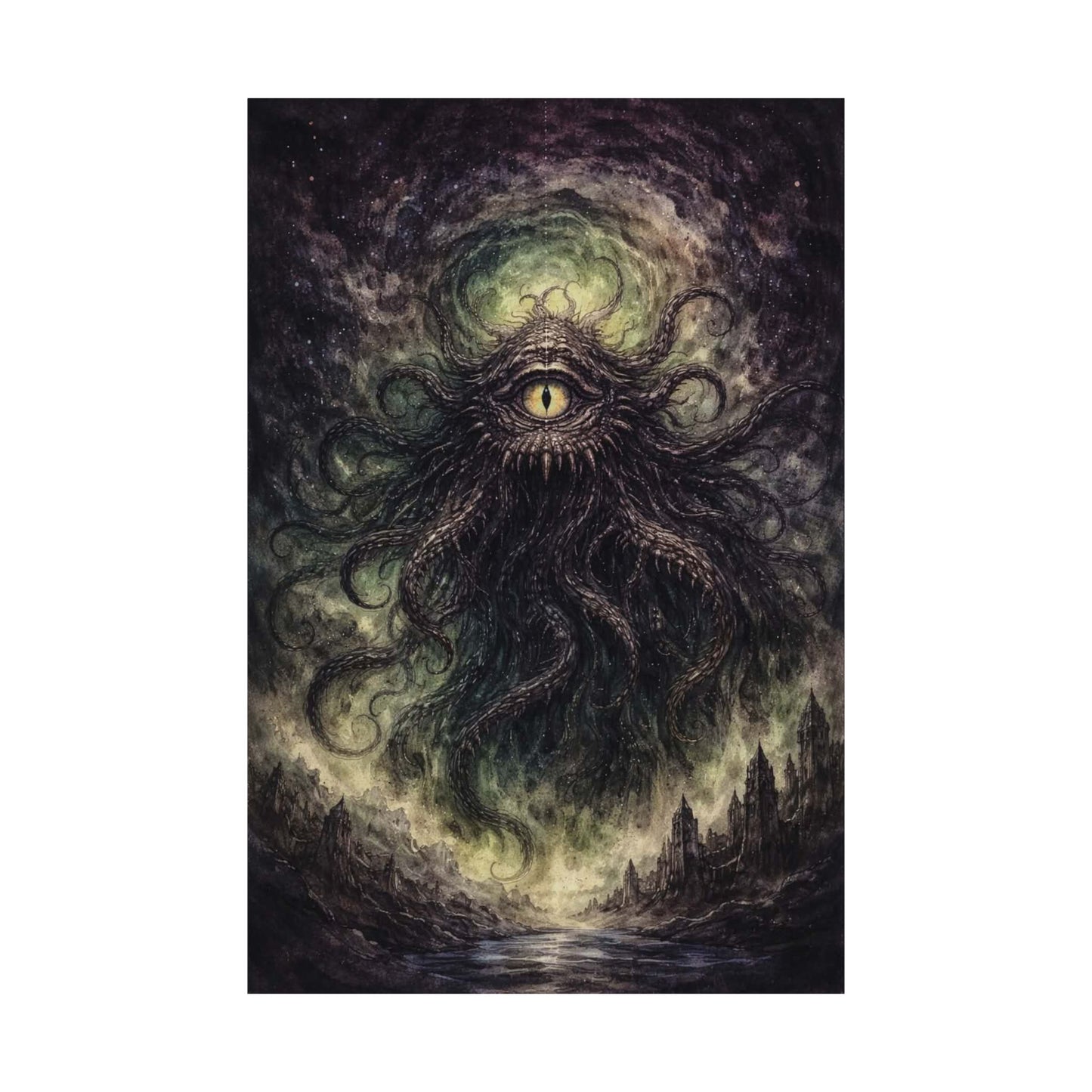 Cosmic Eye Horror Poster — Matte Vertical Lovecraft Tentacle Wall Art