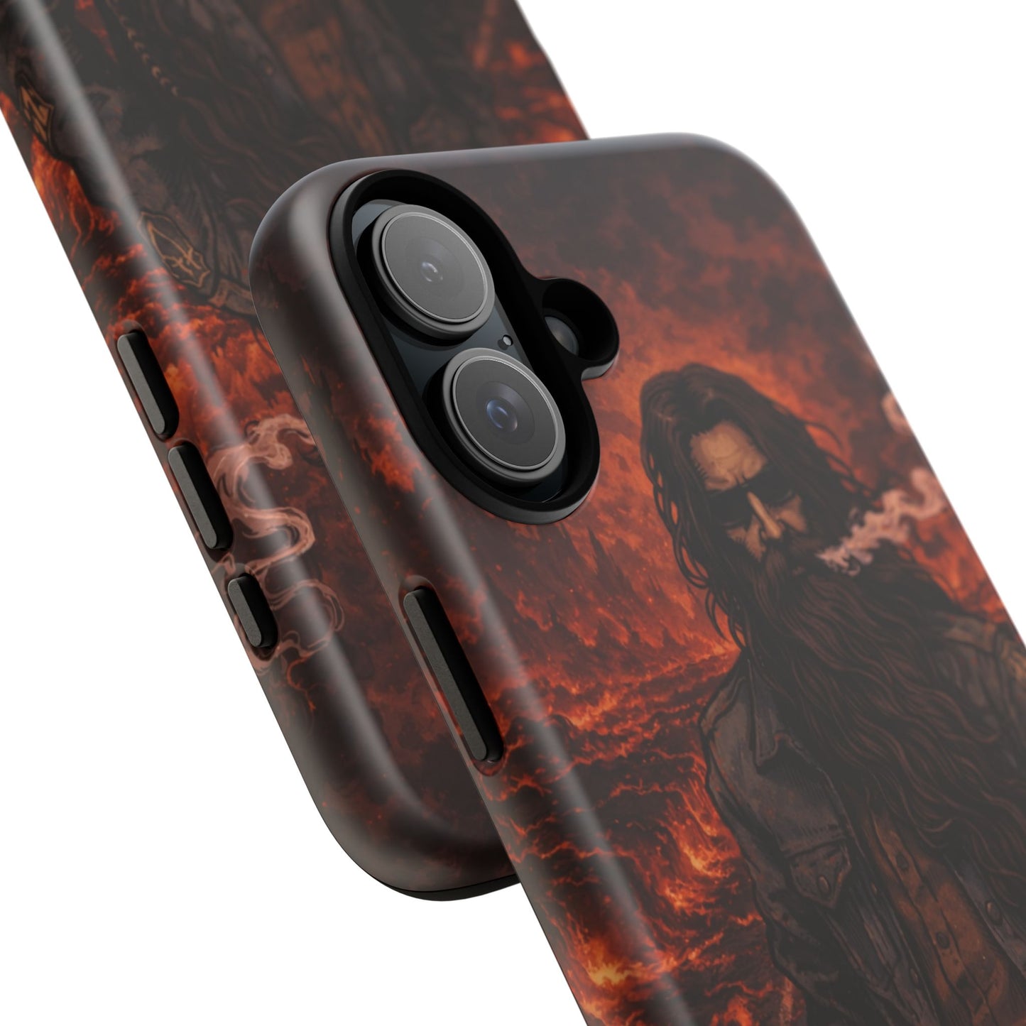 Rugged Beardman Phone Case — Smoky Lava Biker Design