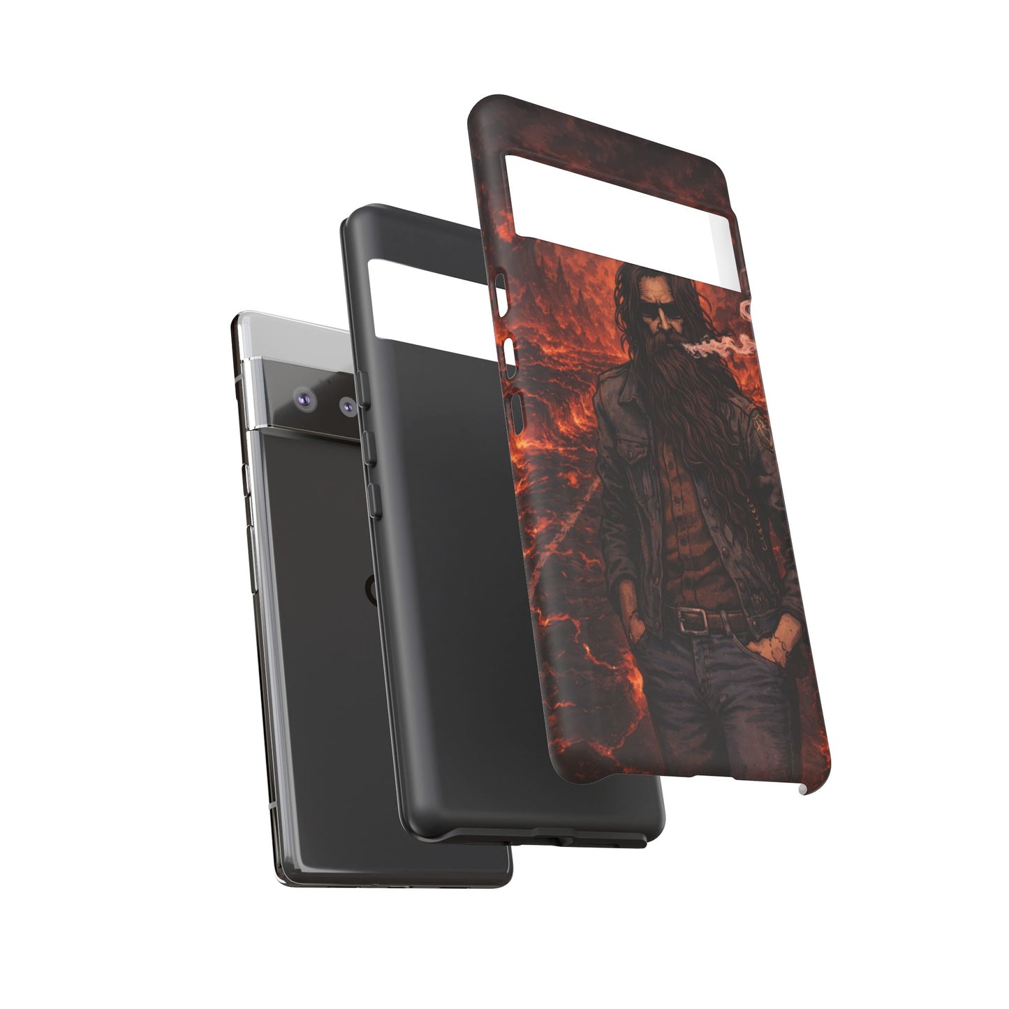 Rugged Beardman Phone Case — Smoky Lava Biker Design