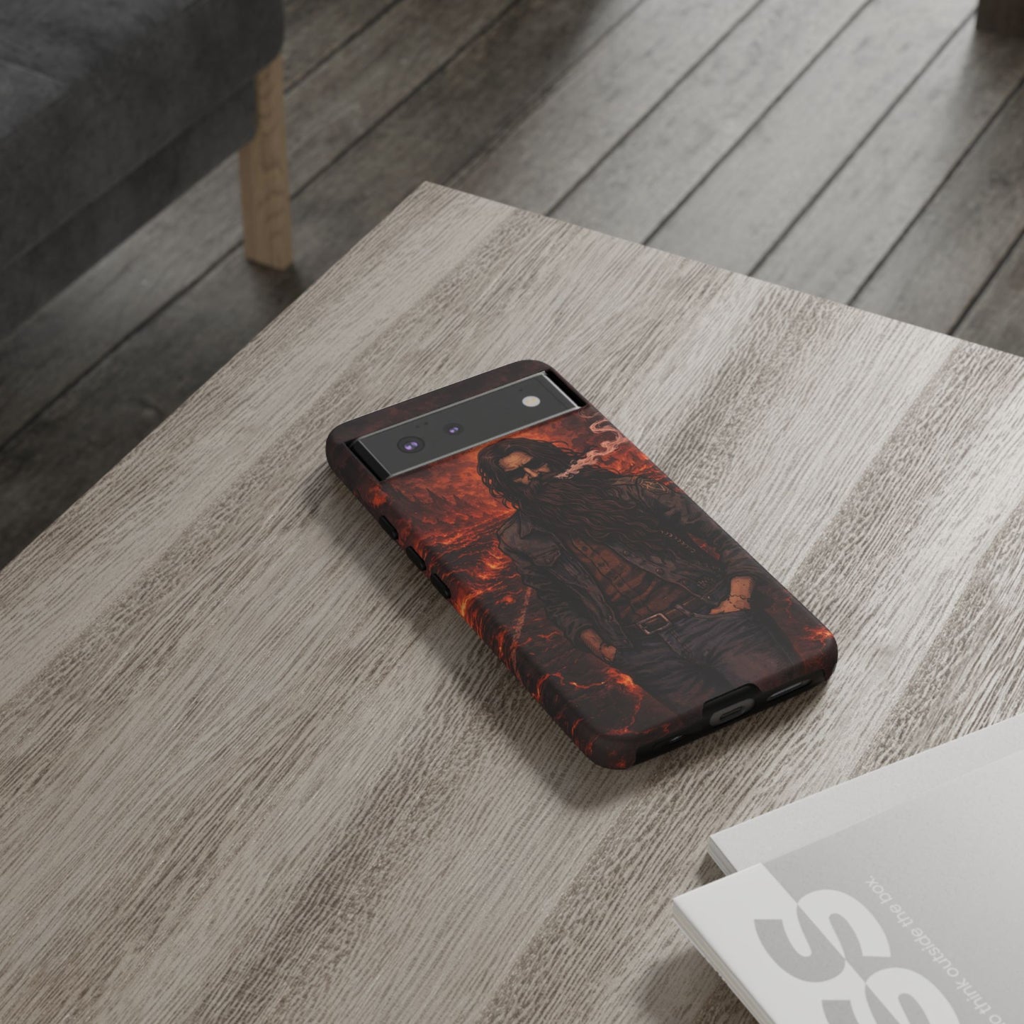 Rugged Beardman Phone Case — Smoky Lava Biker Design