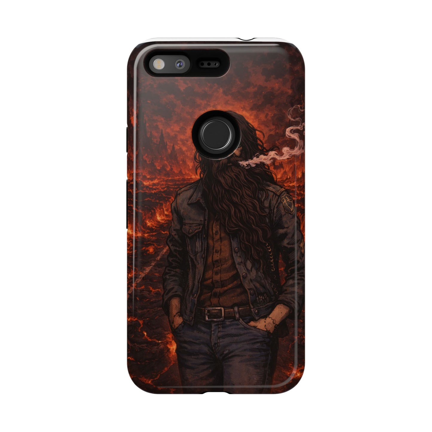 Rugged Beardman Phone Case — Smoky Lava Biker Design
