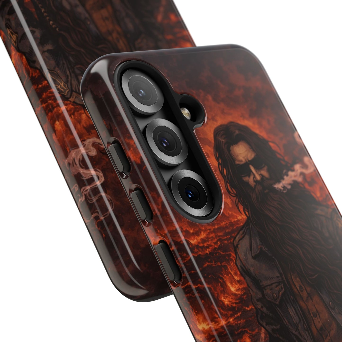 Rugged Beardman Phone Case — Smoky Lava Biker Design