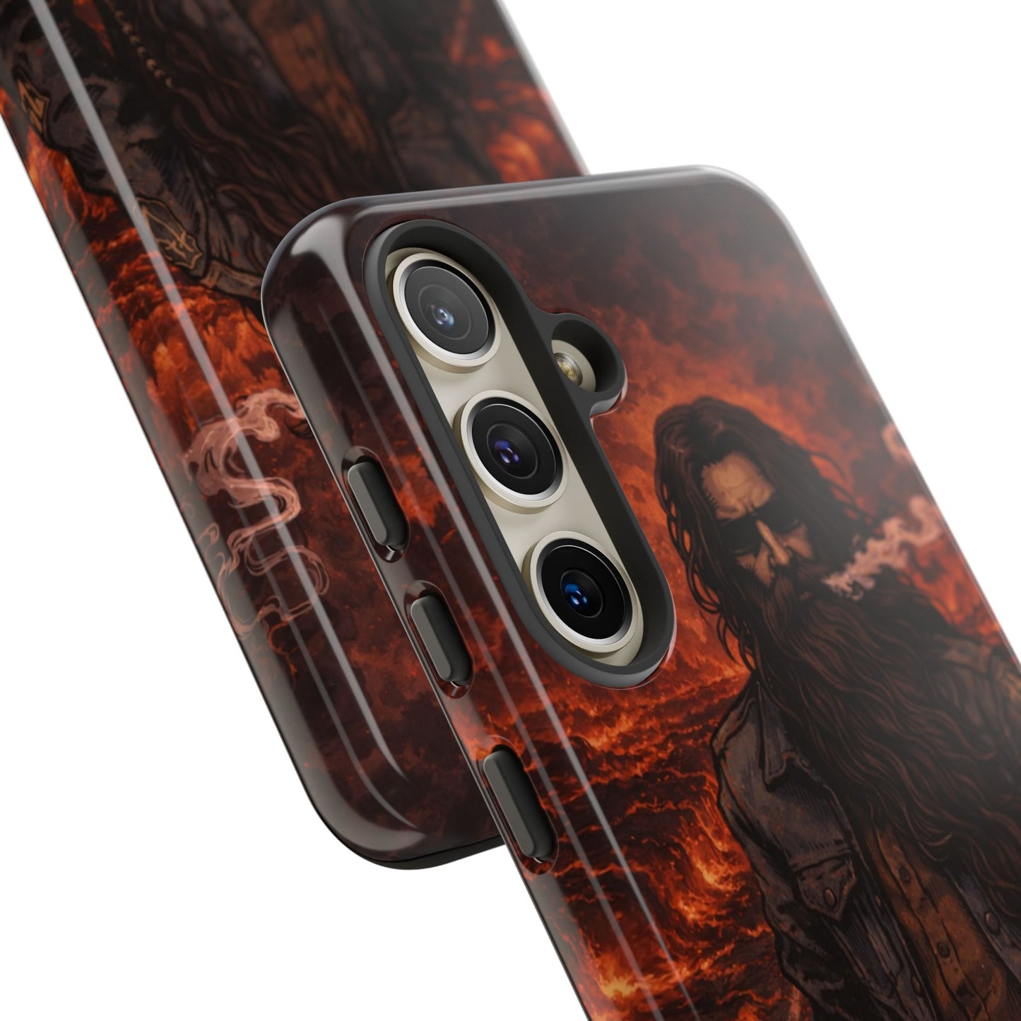 Rugged Beardman Phone Case — Smoky Lava Biker Design