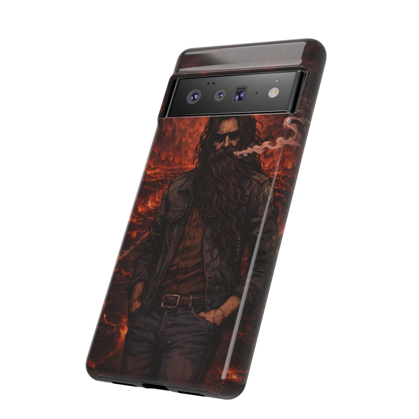 Rugged Beardman Phone Case — Smoky Lava Biker Design