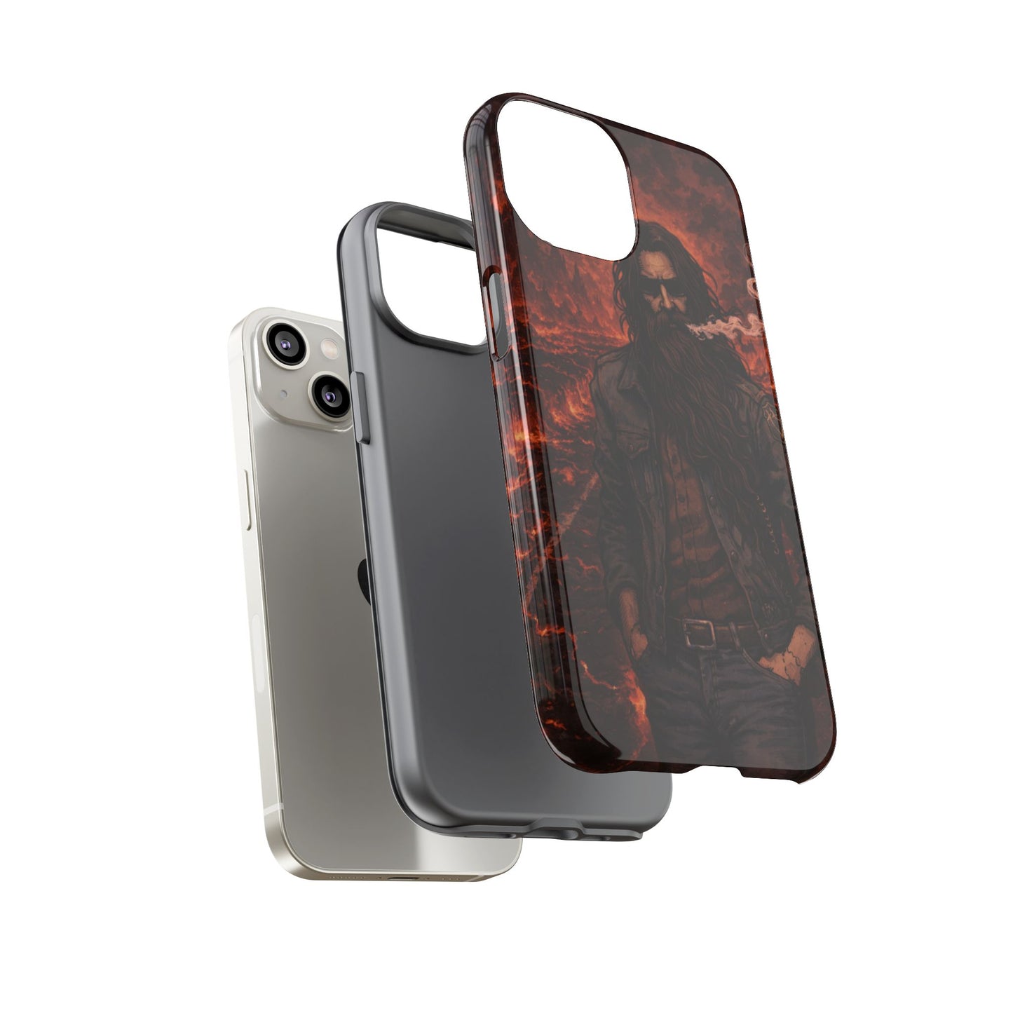 Rugged Beardman Phone Case — Smoky Lava Biker Design