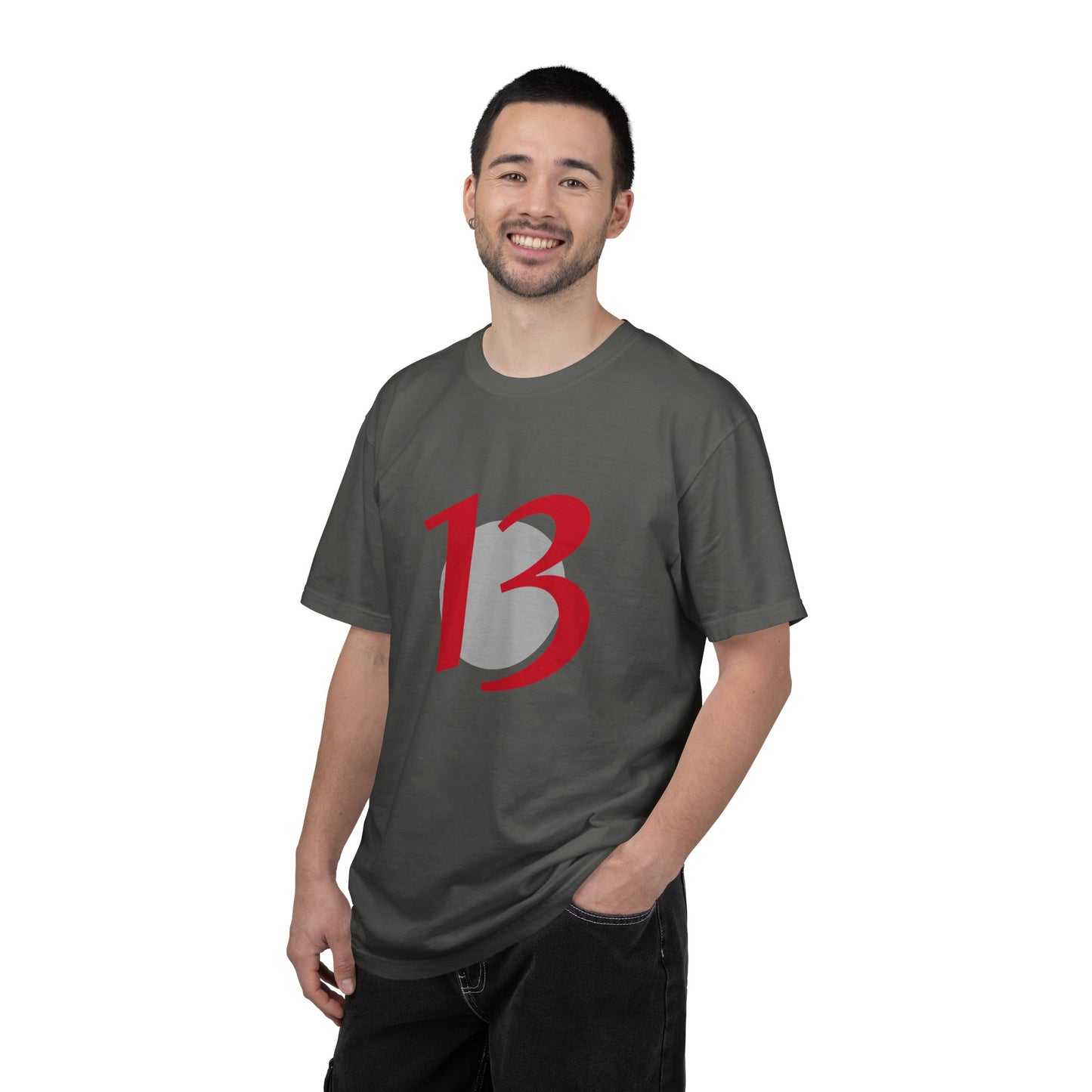 Lucky 13 Graphic T-Shirt — Bold Red Number 13 Tee