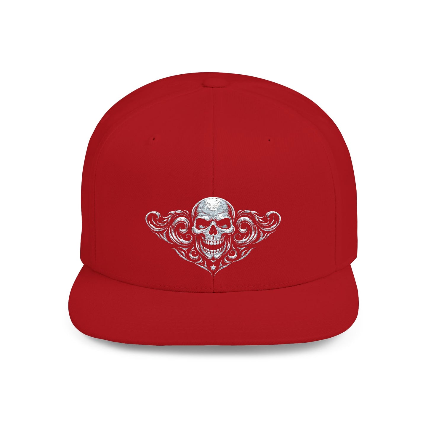 Diamond Skull Flat Bill Snapback Hat — Bling Skull Embroidered Cap