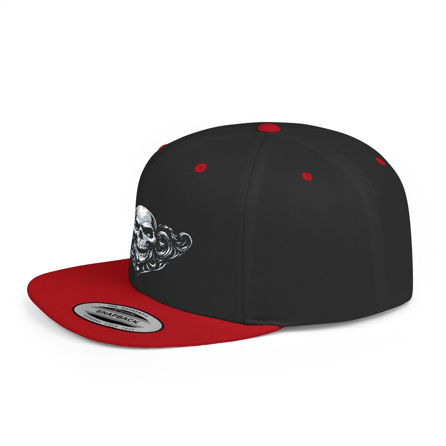 Diamond Skull Flat Bill Snapback Hat — Bling Skull Embroidered Cap