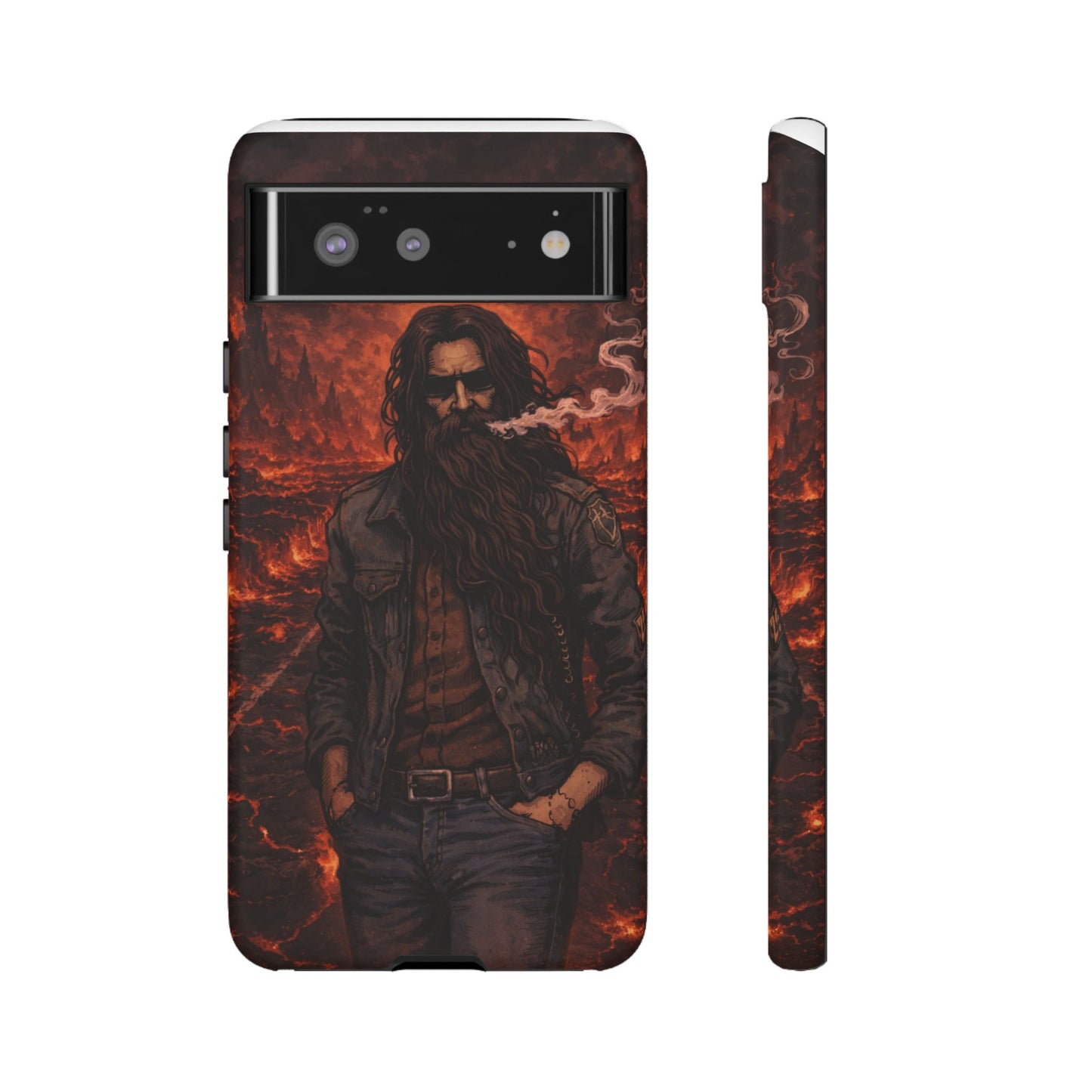 Rugged Beardman Phone Case — Smoky Lava Biker Design