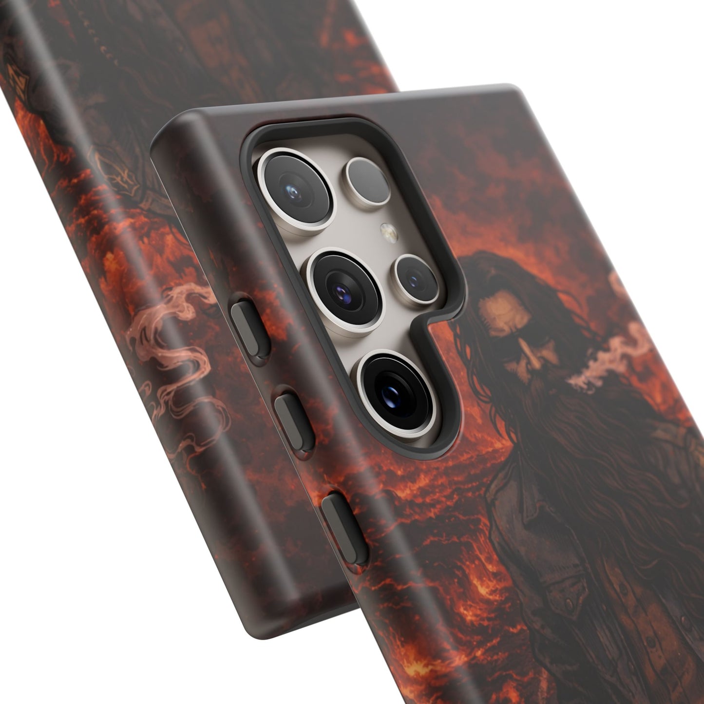 Rugged Beardman Phone Case — Smoky Lava Biker Design