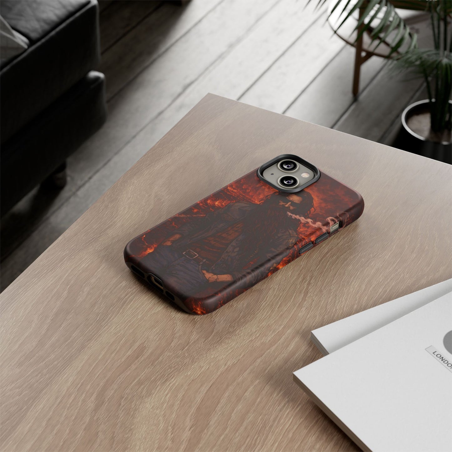 Rugged Beardman Phone Case — Smoky Lava Biker Design