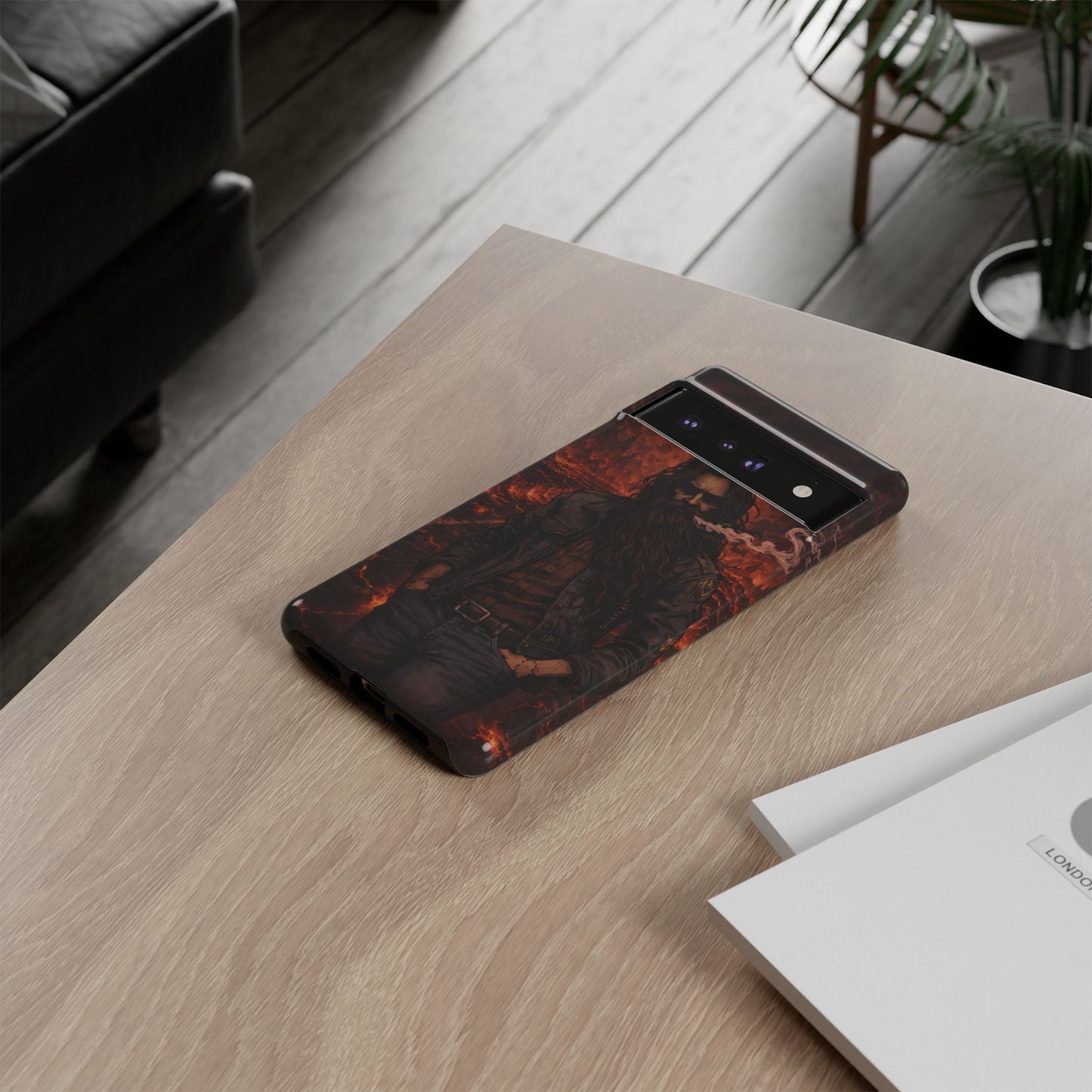 Rugged Beardman Phone Case — Smoky Lava Biker Design